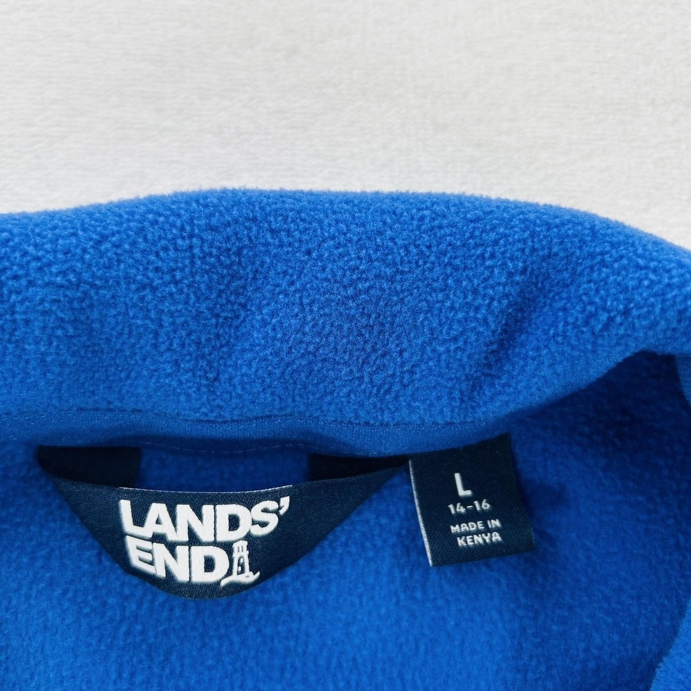 Lands' End Sweatshirt Womens Large 14-16 Blue Fleece 1/4 Zip Pullover Winter - Picture 3 of 16